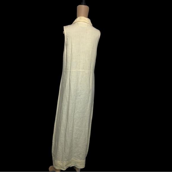 AlyWear 100% Linen Yellow Maxi Bohemian Sleeveless Dress, Size Small - Picture 5 of 16
